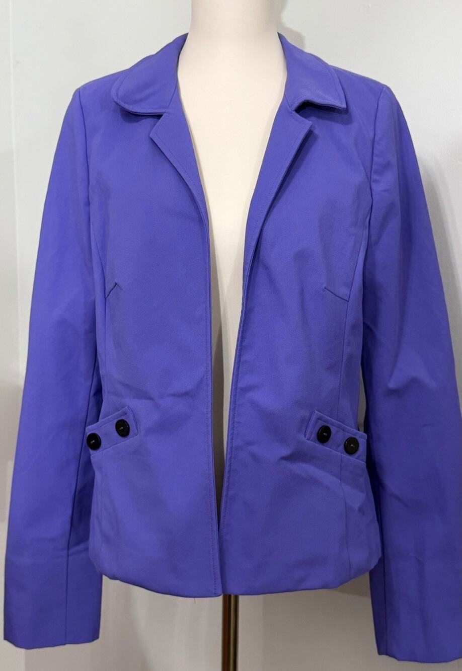 Nina McLeMore Solid Purple Blazer Jacket Women Size 12 Workwear Casual Business